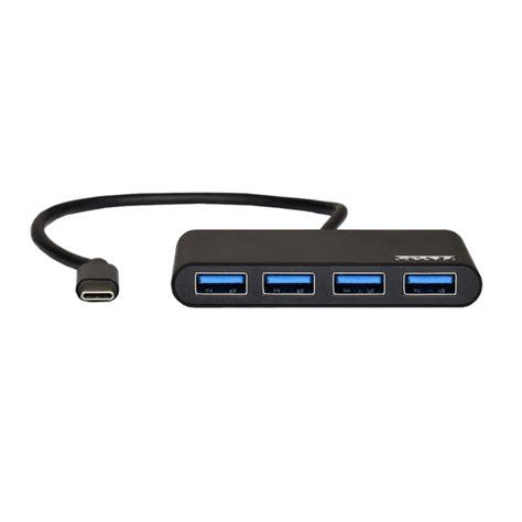 Port USB Type-C to 4 x USB3.0 5Gbps 30cm 4 Port Hub - Black - Showspace