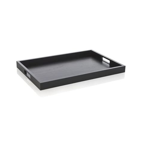 Zuma Black Rectangular Tray Tray Crate And Barrel Black Serving Trays