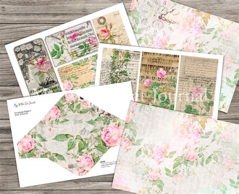 Junk Journal Folding Folio Floral Collage Sheets Ephemera Etsy