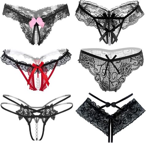 Packs String Ficelle Crotchless Avec Perles Fleur Trou Kit Femme