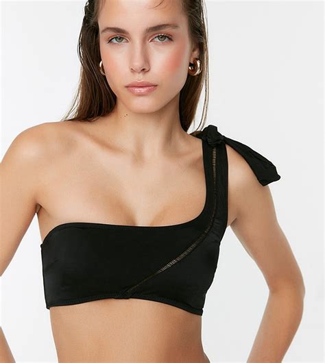 Buy Trendyol One Shoulder Tie Detailed Bikini Bra In Black 6thStreet