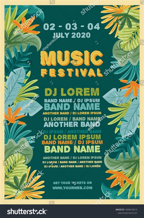 Floral Retro Music Festival Poster Stock Vector (Royalty Free ...