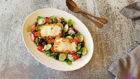 Griekse Salade Met Gebakken Feta Halloumi 5 Culinea Nl