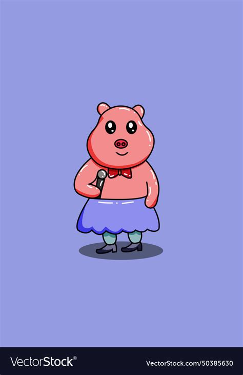 Cute happy pig cartoon Royalty Free Vector Image