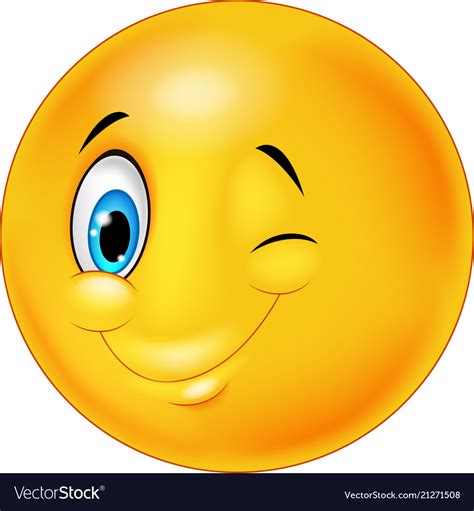 Smiley Happy Emoticon Cartoon With Eye Blinking Vector Image