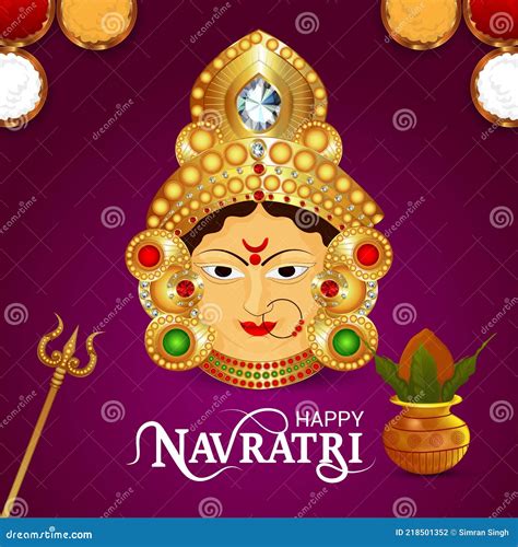 Happy Navratri Celebration Greeting Card With Goddess Durga