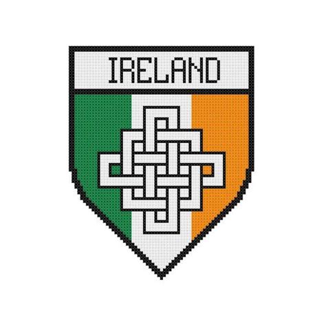 Irish Cross Stitch Pattern Ireland Crest Irish Flag Celtic Knot