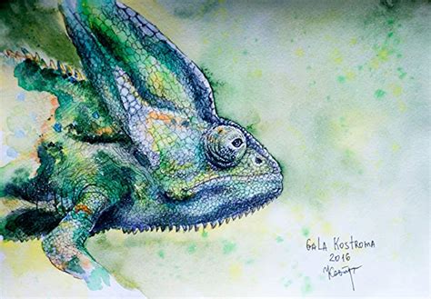 Chameleon Watercolor at PaintingValley.com | Explore collection of ...