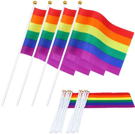 80 Stück Regenbogen Pride Flaggen kleine Mini Handflaggen 14 x 21 cm