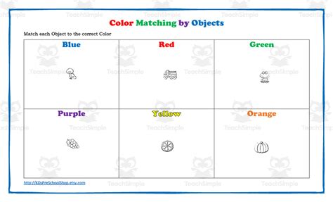 Color Matching By Objects Worksheet By Teach Simple