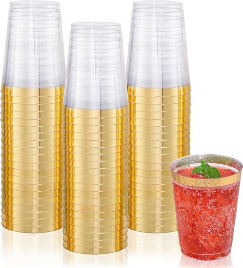 Amazon DaYammi Paquete de 200 vasos de plástico dorado de 10 onzas