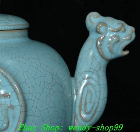 Old Chinese Song Dynasty Ru Kiln Porcelain Dragon Beast Head Pot