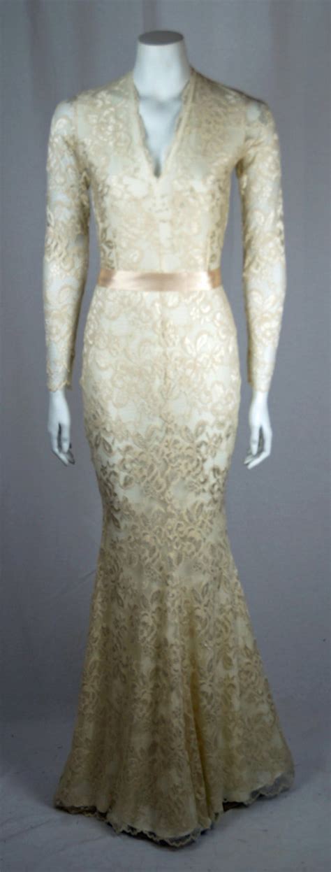 Baylis Knight Cream Nude Cafe Latte Lace Long Sleeve Low Cut FISHTAIL MERMAID Burlesque