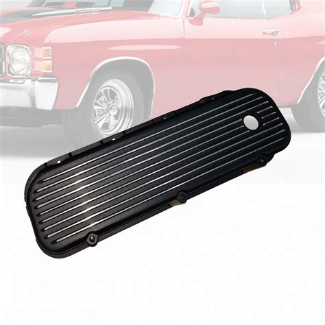 Tall Finned Valve Covers Black Alum Fits 65 95 Big Block Chevy BBC 396