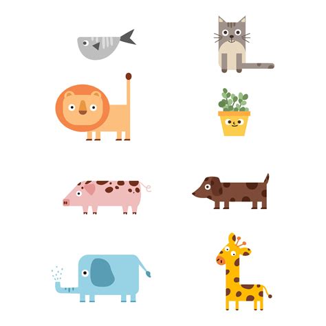 Cute Cartoon Geometric Flat Animals Illustration 8301764 Vector Art at Vecteezy