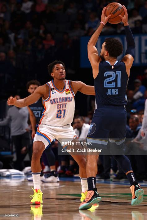 Aaron Wiggins Of The Oklahoma City Thunder Plays Defense During The