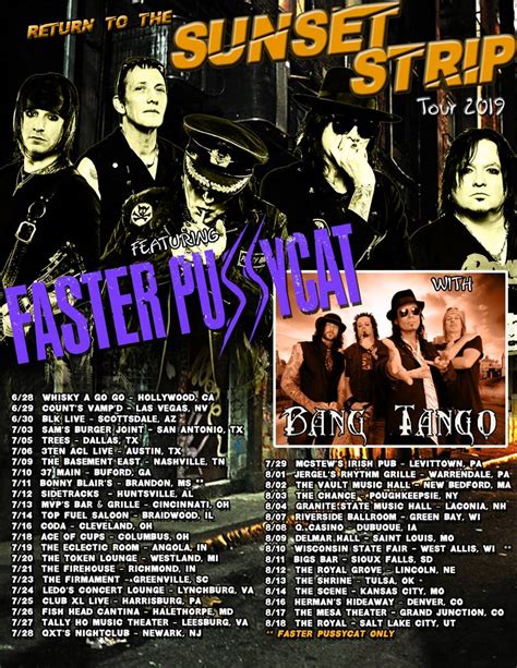 Fasterbang Pussytango … Return To The Sunset Strip Summer Tour With