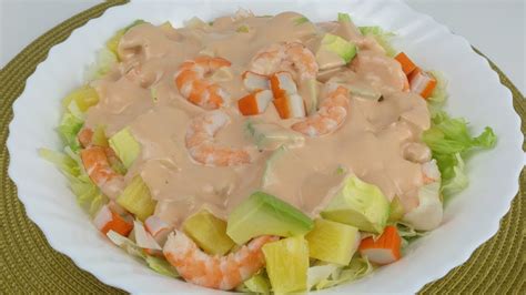 Ensalada Tropical Con Salsa Rosa Youtube