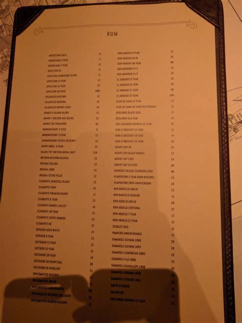 Menu at Carbone restaurant, Las Vegas, 3730 Las Vegas Fwy