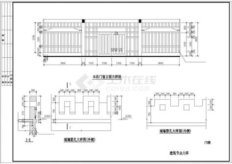 某两层的山门建施设计cad图土木在线