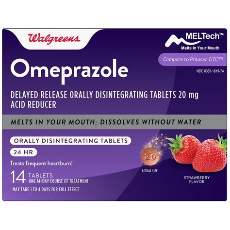 Walgreens Omeprazole Delayed Release Orally Disintegrating Tablets 20 Mg Acid Reducer