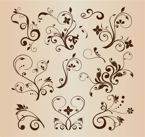 Vector Llustration Set of Swirling Flourishes Decorative Floral Elements | Free Vector Graphics ...