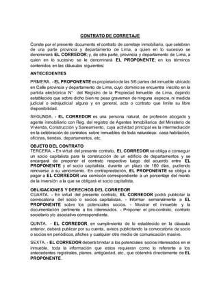 Contrato De Corretaje Plantilla PDF