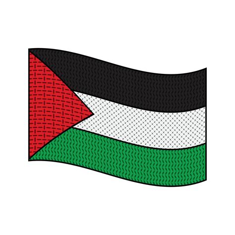 Illustration Of Palestine Flag With Keffiyeh Texture Pattern