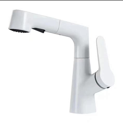 Luxury White Serious Basin Faucet Hot And Cold Pull Out Rainfull Mixer Water Tap Bathroom