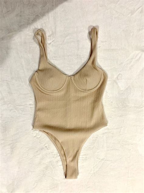 Nude High Waisted One Piece Women S Fashion Swimwear Bikinis Swimsuits On Carousell