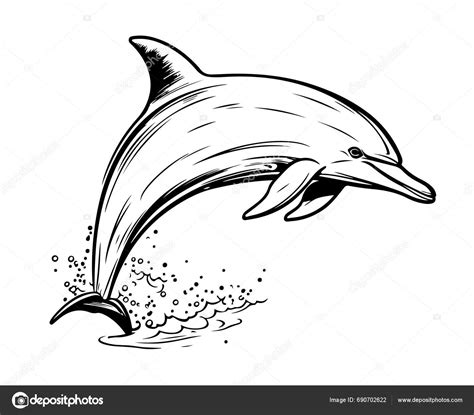 Dolphin Jumping Hand Drawn Sketch Vector Illustration Stock Vector By