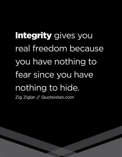 Integrity Gives You Real Freedom Because You Have Nothing To Fear