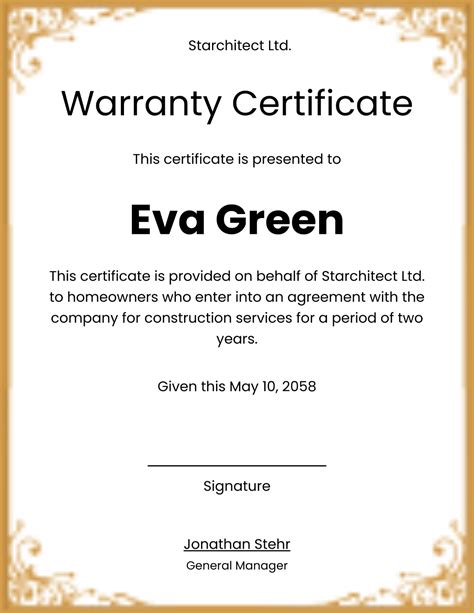 Free Printable Warranty Certificate To Customize Online