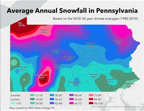 Normal Snowfall in Central PA