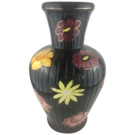 Hand Painted Ceramic Flower Vase From Vallauris France For Sale At