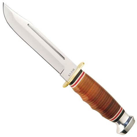 Buy Marine Hunter Stacked Leather Handle Fixed Blade Knife | Camouflage.USA