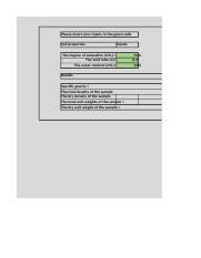 Geo Ass 1 Final Sub Xlsx Please Insert Your Inputs In The Green Cells Soil Properties Inputs