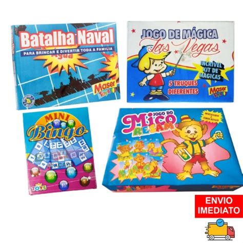 Jogos De Tabuleiro Batalha Naval Jogo Do Mico Bingo Kit De Magica