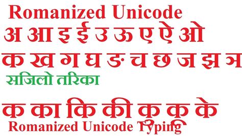 Unicode Nepali Typing Nepali Unicode Romanized Learn Romanized Unicode Youtube