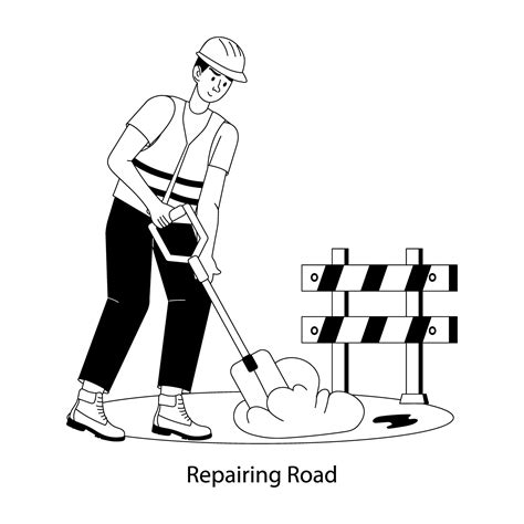 A flat illustration of repairing road 46452715 Vector Art at Vecteezy