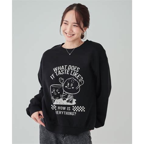 キューティーブロンド Cutie Blonde SLLあったか裏起毛グラフィックアソート スウェットプルオーバーSHOO WARM ブラック 419 ファッション通販