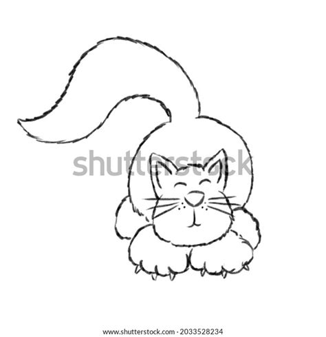 Cute Cartoon Fluffy Cat Illustration Stock Illustration 2033528234 | Shutterstock