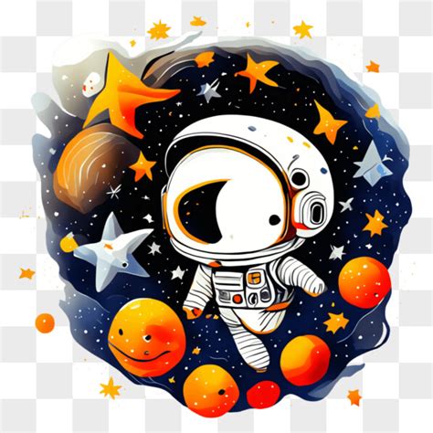 Descarga Astronauta De Dibujos Animados En El Espacio Con Planetas Y