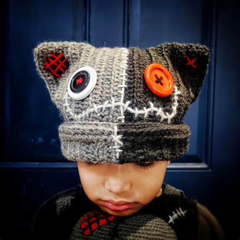 Cat Beanie Crochet Cat Beanie Crochet Pussy Cat Hat Cat Ears Hat Emo Goth Hat Halloween