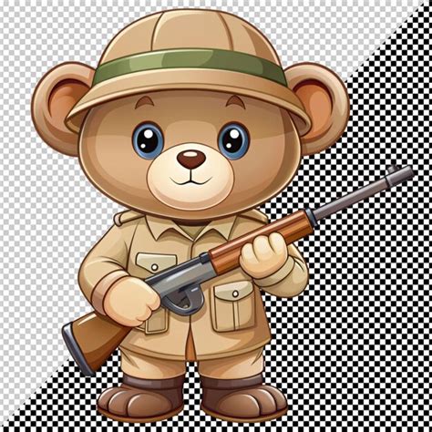 Un Oso Lindo Con Una Pistola En La Mano Un Vector De Dibujos Animados