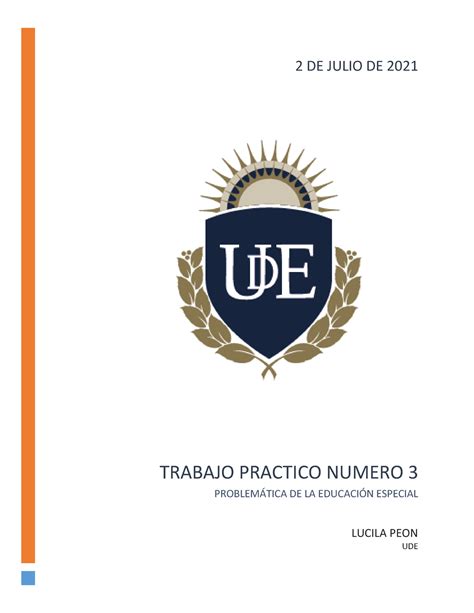 Evaluacion Eduacion Especial Final TRABAJO PRACTICO NUMERO 3 PROBLEM