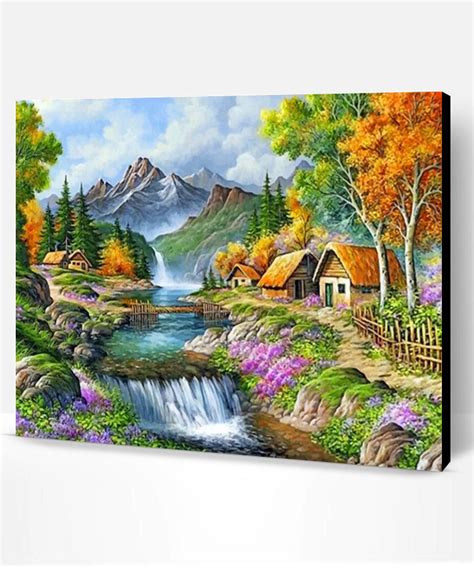 Mountain Waterfall Paint By Numbers Paint By Numbers Pro