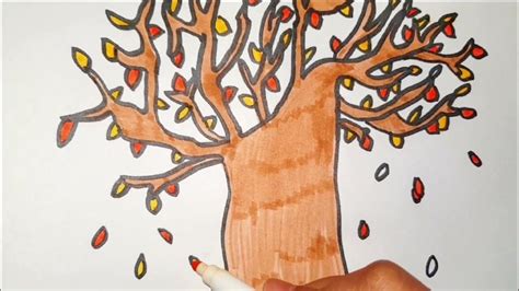 How To Draw Fall Tree 🍂 Easy Drawing Step By Step Youtube