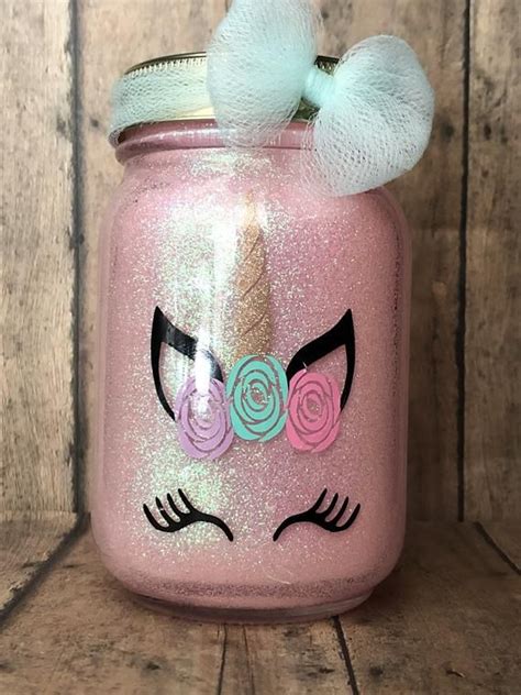 Rose Unicorn Glitter Lantern 16oz Pint Size Mason Jars Tea Etsy Diy