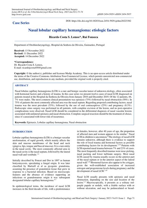 (PDF) Nasal lobular capillary hemangioma: etiologic factors